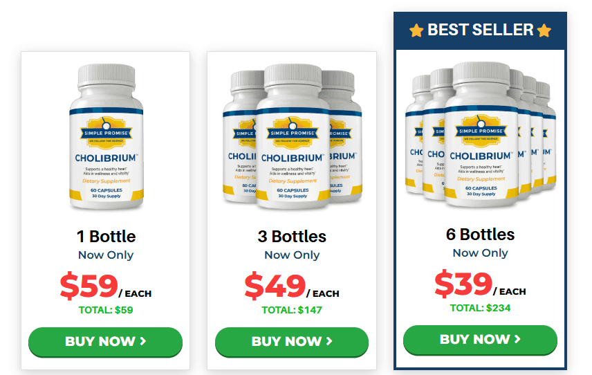 Cholibrium supplement bottle pricing packages